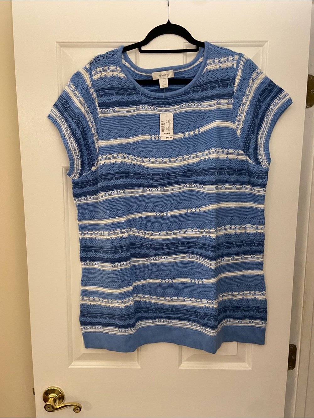 CJ Banks Blue and White Striped Knit Top - 2x